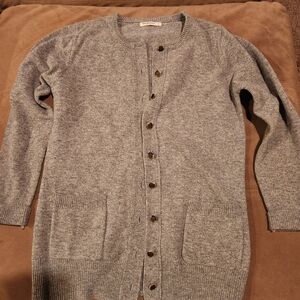 Gray Button-Up Womens Wool Sweater